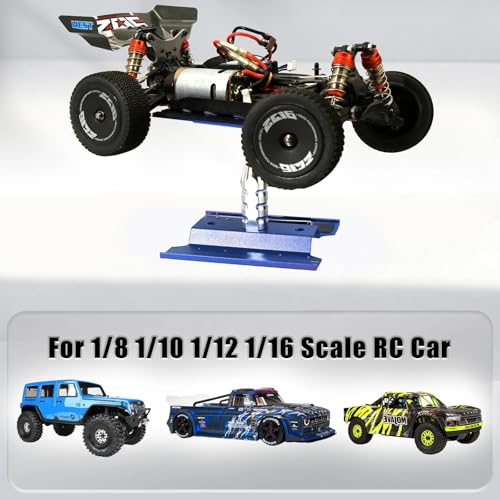 Rc Car Stand with Lit Lower Adjustable & 360'Rotatable, Rc Stand Repair Station with Shock Holder for TraxxasTRX4 Arrma Losi Axial Hsp Hbx Mix Wltoys, Wrenching On 1/8 1/10 1/12 1/14 Rc Rig Blue - color: Blue
