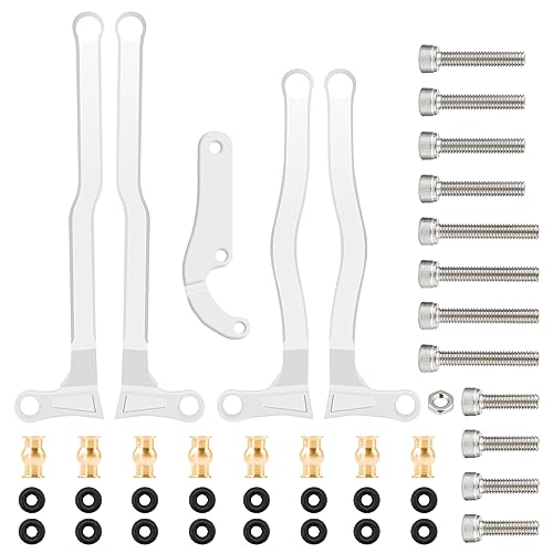 McCue RC Praying Mantis Link Tucked Inward Links High Clearance Links for Axial 1/24 SCX24 C10 JLU Bronco RC Crawler Upgrade Parts - 5 PCS (Silver) - color: Silver