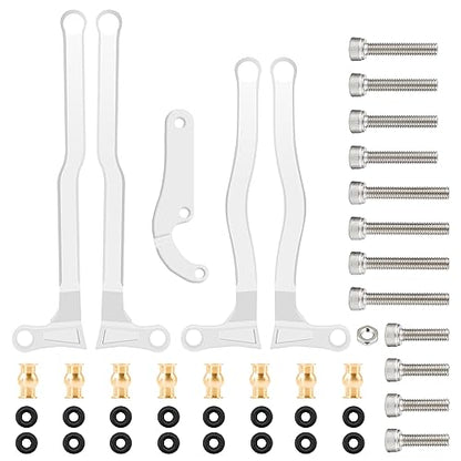 McCue RC Praying Mantis Link Tucked Inward Links High Clearance Links for Axial 1/24 SCX24 C10 JLU Bronco RC Crawler Upgrade Parts - 5 PCS (Silver) - color: Silver