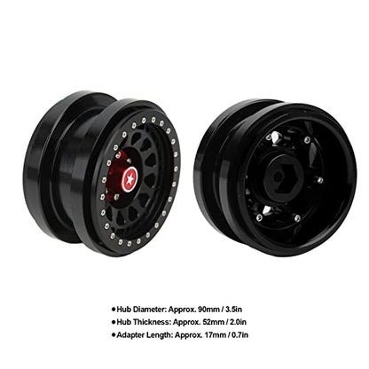 VBESTLIFE 4 PCS 2.9 Inch Wheels 12 Hole Alloy Wheels, 1/6 RC Car Wheels for AXAIL SCX6 1/6 RC Car - color: Black