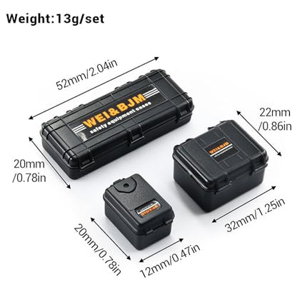 1/24 1/18 Scale RC Crawler Accessories Compatible with 1/24 SCX24 1/18 TRX4M Car Roof Kit with Luggage Net, ARB Bag, Recovery Boards, Shovel, Toolboxes, Wood Box, Luggage Box - color: Black