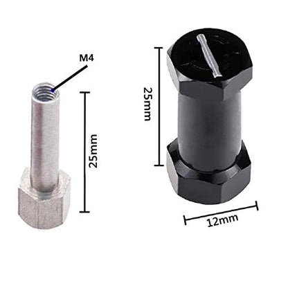 4PCS ShareGoo 12mm Aluminum Wheel Hex Hub 25mm Offset Extension Hex Drive Adapter Combiner Coupler Conversion Compatible with Axial SCX10 CC01 Jeep Wrangler D90 Wraith 1/10 RC Crawler,Black