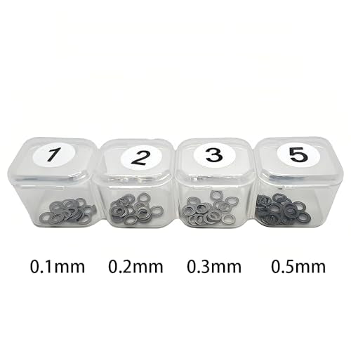 80PCS M8x10mm Steel Shim Set ，Precision Adjustment for RC Cars ，Remote Control car Used for fine-Tuning Motors, suspensions, differentials etc（0.1mm /0.2mm /0.3mm /0.5mm Each 20pcs ） Width