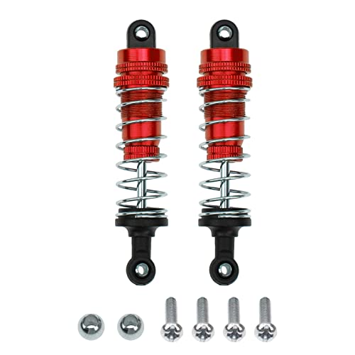 2Pcs Vgoohobby Aluminum Alloy Shock Absorber Damper Suspension Upgrade Parts Compatible with WLtoys 144001 1/14 RC Car Buggy (Red) - color: Red
