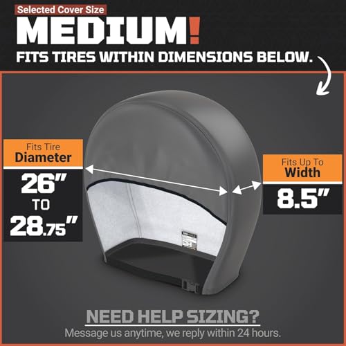 TIRESHIELD PRO Trailer Tire Covers (Set of 2) - Heavy Duty All-Weather UV-Resistant Protective Wheel Covers w/StormLock-System - Year-Round Protection for Your Trailer Tires w/ 26-28.75" Diameter - size: Medium - Fits Tire Diameters 26-28.75", style: TIRE