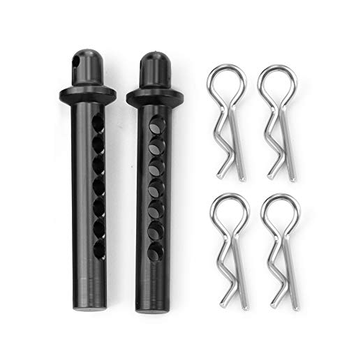 RC-Hub 2pcs Aluminum Front Body Mounts Post with Clips Pins for 1/10 AXIAL SCX10 90046 RC Crawler Cars(Black) - color: Black