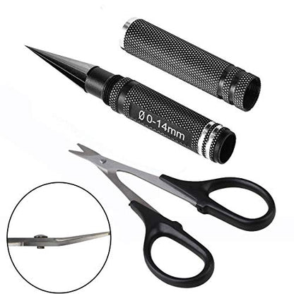 ShareGoo Universal 0-14mm RC Reamer Hole Puncher with Sleeve & Curved Scissors Tool Drills Set for RC Body Shell RC Car Truck Tank Drone (Black)