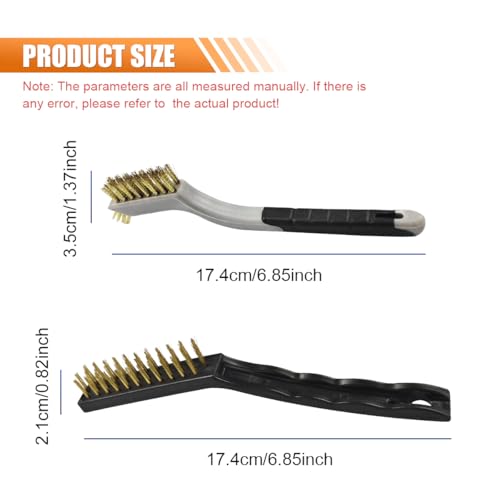6PCS Wire Brush Set – Brass, Stainless Steel & Nylon Bristles Scrub Brush for Cleaning Rust, Welding Slag and Paint Removal – Curved Handle Small Metal Cleaning Brushes for Car Detailing Home (Style1) - style: Style1