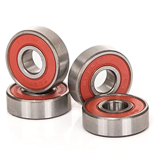 10 PCS 608-2RS Double Red Rubber Sealed Bearings 8x22x7mm, Deep Groove Ball Bearings ABCE-3 Pre-Lubricated, Chromium Bearing Steel (608-2RS-RED, 10) - size: 608-2RS-Red