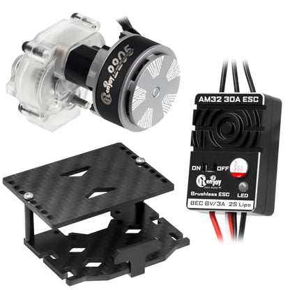 2205 2200KV Brushless Outrunner Motor with Mount and 30A Brushless ESC Electric Speed Controller & Gearbox Transmission for TRX4M 1/18 Remote Control Crawler Upgrade (Transparent) - color: Transparent