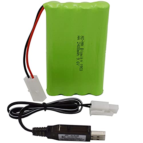 Blomiky 1 Pack 9.6V 2000mAH NiMH Rechargeable 8-Cell AA Battery Packs with Standard Tamiya Connector Plug for RC Car Truck Tank and Vehicles 9.6V Tamiya 1