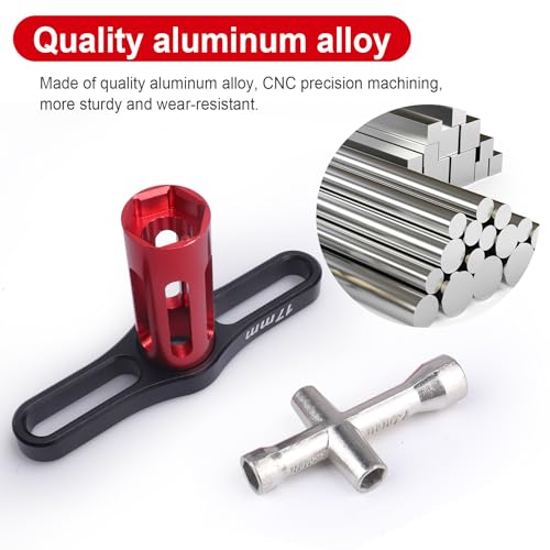 Hobbypark RC Hex Wrench Nut Driver (4mm 5mm 5.5mm 7mm 17mm) Wheel Hub Cross Socket Spanner Repair Tools for 1:8 1/10 Scale RC Cars (2-Pack)
