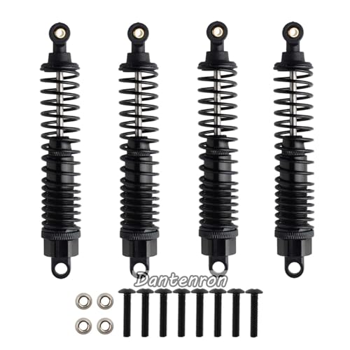 4Pack 1/10 RC Truck Car Adjustable Shock Absorber Damper 108004 Upgrade Parts 108mm Oil 108mm Oil Adjustable Alloy Aluminum Shock For 1:10 HSP 94188 94108 94111 Redcat Volcano (Black) - color: Black