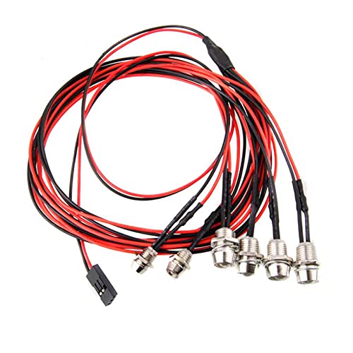 6 LED RC Car Light Kit, White Headlight Red Taillight Yellow Turn Signal Light for 1/10 1/8 RC Models TRX4 D90 SCX10 RC Car Truck Lighting (Red, White & Blue) - color: Red, White & Blue