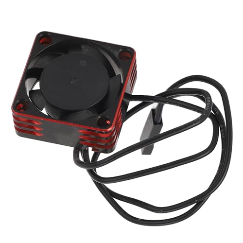 Uxsiya Brushless Motor ESC Cooling Fan, High Speed Dissipation 25x25mm Aluminium Alloy RC Electric Motor Cooling Fan Solid Construction Universal Fit for RC Car (Red)