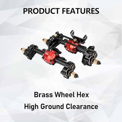SCX24 Portal Axles Differential +10 MM Extended Axles | High Clearance Axles with Diff Locker for Axial AX24 SCX24 Upgrade Parts 1/24 RC Crawler