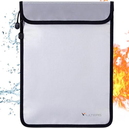 Upgraded Two Pockets Fireproof Document Bag (2000℉), 15”x 11” Fire Proof Bag for Documents with Zipper, Waterproof Document Pouch for Valuables, Legal Documents Safe Storage (Grey) - color: Grey