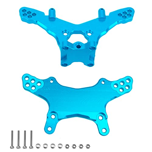 Metal Front & Rear Shock Tower RC Shocks Damper Mount Set Compatible with Losi 1/18 Mini-T 2.0 2WD Stadium RC Truck Hop-Up Parts (Blue) - color: Blue