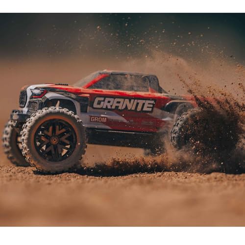 ARRMA RC Truck 1/18 Granite GROM MEGA 380 Brushed 4X4 Monster Truck RTR with Battery & Charger, Red, ARA2102T2 - color: Red