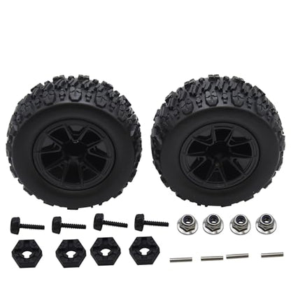 Blomiky 12mm Hex-Hole 3.6 * 1.65 Inch Wheel Tire and Hex Pin Locknuts Accessories Suitable for 1/14 1/16 Hyper Go 14210 14211 H14BM H16BM RC Trucks / 14210 Tire and Locknut