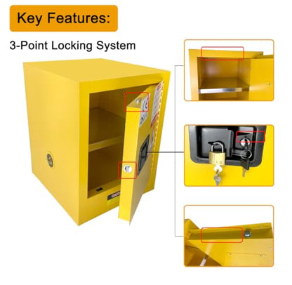 koxuyim Flammable Storage Cabinet 17" x 18" x 22" Industry Safety Cabinet | Fire Proof Safe, Adjustable Shelf, Double-Wall, Manual Closing Doors, OSHA Compliant, For Gasoline Liquid Fuel Chemical - size: 22"*17"*18"