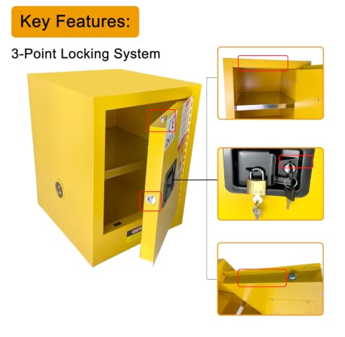 koxuyim Flammable Storage Cabinet 17" x 18" x 22" Industry Safety Cabinet | Fire Proof Safe, Adjustable Shelf, Double-Wall, Manual Closing Doors, OSHA Compliant, For Gasoline Liquid Fuel Chemical - size: 22"*17"*18"