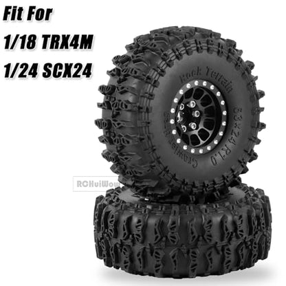 1.0" Beadlock RC Wheels and Tires for 1/18 TRX4M,1/24 SCX24 RC Crawler,1.0 Beadlock Tires w/Alloy Aluminium Wheels 1.0 rc Beadlock Rims,4PCS,Black - color: Black(4pcs)