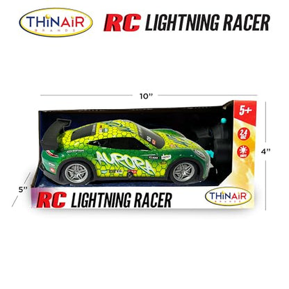 Nature Bound RC Lightning Racer - High-Speed, Light Up Chassis, Radio Controlled Race Car, 1:40 Scale, Blue (Green) - color: Green