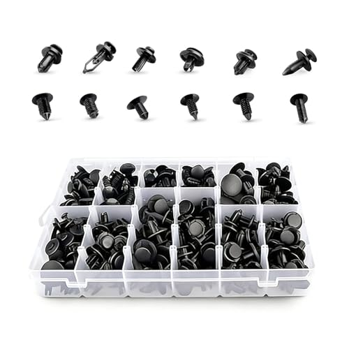 240 PCS Bumper Retainer Clips, Multiple Sizes Car Fender Fastener Rivets, Push Sturdy Material Auto Body Door Panel Trim Panel Fender Retainer Set, Universal for Car, SUV, Truck (Black)