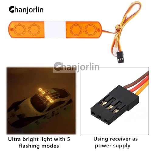 1/10 RC Car Simulation Police Lights Multi-Function Flash LED Lamp Nine Flashing Light Modes for 1/8 Crawler Off Road Rally Truck Cars HSP Traxxas Tamiya RC4WD Axial Arrma (Yellow 115mm) - color: Yellow 115mm