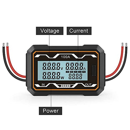 RC 200A Watt Meter Power Analyzer High Precision 200A Power Analyzer Battery Tester LCD Electric Analyzer Voltmeter Ammeter(200A)