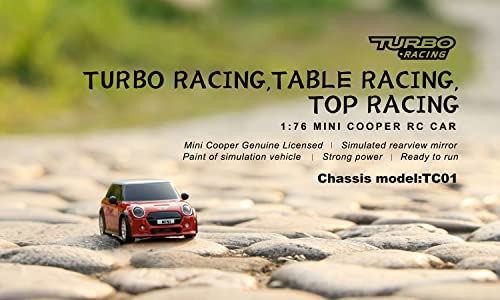 1:76 Turbo Racing Scale RC Sport Car, Table Racing Remote Control Mini Model Car Full Proportional RTR Kit Toys (Baoma mini-red) - color: Baoma Mini-red