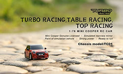 1:76 Turbo Racing Scale RC Sport Car, Table Racing Remote Control Mini Model Car Full Proportional RTR Kit Toys (Baoma mini-red) - color: Baoma Mini-red