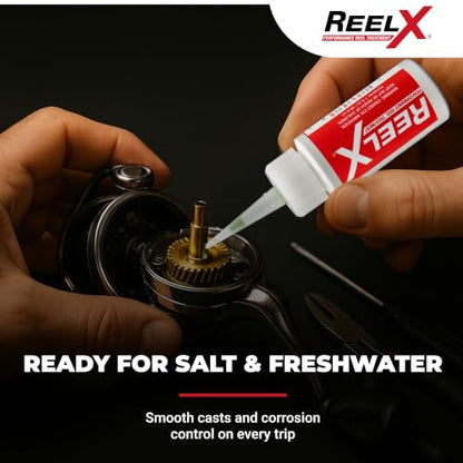 ReelX Fishing Reel Lubricant, Extreme-Pressure Anti-Corrosion Oil for Bearings, Spinning, Baitcasting, Spincast, Fly, Trolling & Electric Reels, Smooth Casting Saltwater Freshwater Protection, 1 oz