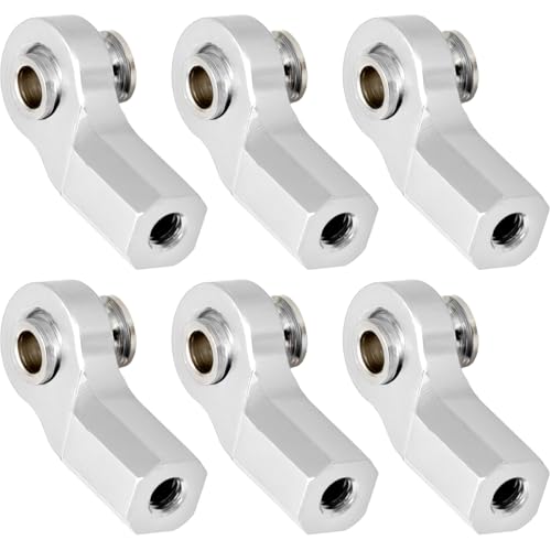 6PCS M3 Tie Rod End Joint Bend Ball Head Holder Linkage Aluminum 4.8mm Ball Cup Compatible with 1/10 Axial SCX10, Traxxas TRX-4, Tamiya CC01, Redcat Gen7, HSP RC Crawler/Trucks (Silver) - color: White