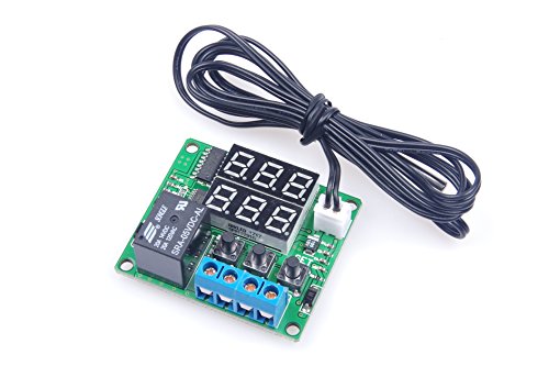 DC 5V Digital Thermostat Module -58℉ to 257℉ Fahrenheit Temp Display Temperature Controller Board with 20A Relay Waterproof Sensor Probe Dual LED Display Red Green