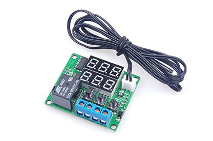 DC 5V Digital Thermostat Module -58℉ to 257℉ Fahrenheit Temp Display Temperature Controller Board with 20A Relay Waterproof Sensor Probe Dual LED Display Red Green