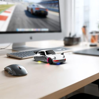 RC Drift Car, 1/43 Mini RC Drift Car with Gyro, 2.4GHz Full Proportional Control, 20KM/H 4WD High Speed Remote Control Alloy, LED Lights & Drift Tires, Toys Gift for Adults, Boys and Girls - color: Silver