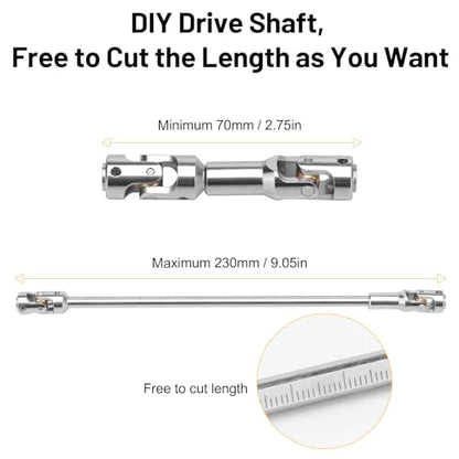 daitoku Driveshaft Universal Joint Drive Shaft 68-229mm Free to Cut Length for SCX10 I II III TRX4 Capra 1/10 LCG DIY RC Upgrade Parts - Silver - color: Silver