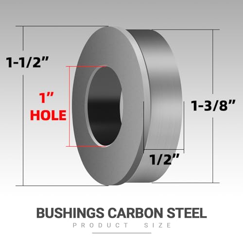 AR-PRO (4-Pack) 1" Bushings Carbon Steel - ID 1" x OD 1-3/8" Applicable Lawn Mower and Most Riding Mower Wheel Bushings Replacement - size: 1" Hole