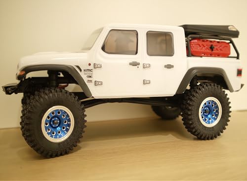 RC 1.0 Beadlock Wheels Offsets -2 Aluminum Rims for AX24 1/18 TRX4M All 1/24 Scale Axial SCX24 Deadbolt RC Crawler Car Wheels Upgrades 4Pc (Blue & Silver) - color: Blue & Silver