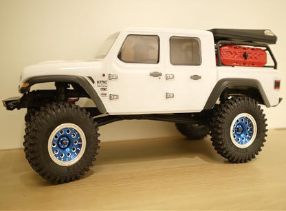 RC 1.0 Beadlock Wheels Offsets -2 Aluminum Rims for AX24 1/18 TRX4M All 1/24 Scale Axial SCX24 Deadbolt RC Crawler Car Wheels Upgrades 4Pc (Blue & Silver) - color: Blue & Silver