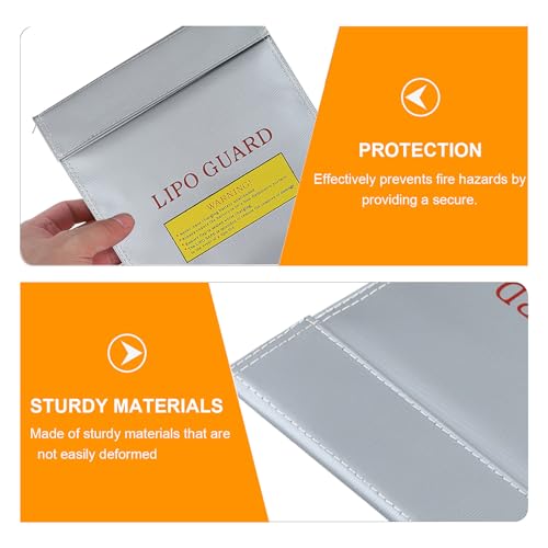 2pcs Lipo Battery Storage Bag - Fireproof and Explosion-Proof Lithium Battery Pouch - Fire-Resistant Pouch for Safe Charging Small Electronics Protection - color: Silver