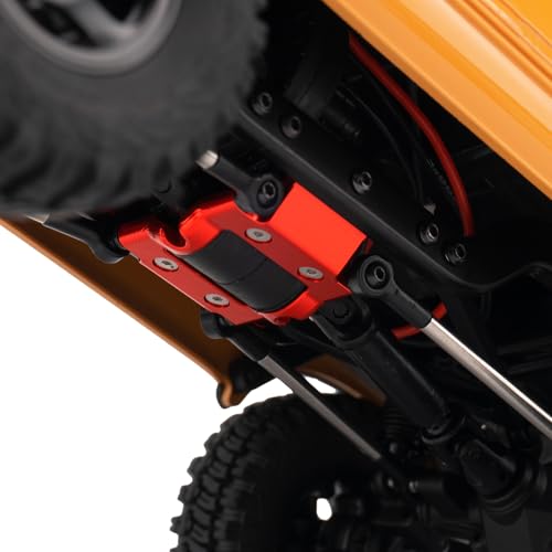 CNC Aluminum Center Frame Brace Transmission Skid Plate Gearbox for FMS FCX18 LC80 1/18 RC Crawler Car Upgrades (Red) - color: Red