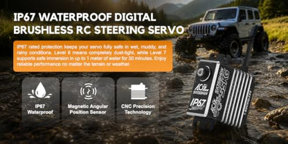 AGFRC 55KG Waterproof Brushless 1/10 1/8 RC Servo Motor(SA75BHLW) | 55KG High Torque, 0.110sec Speed, IP67 Waterproof, Programmable, Full Metal Gear, Ideal for 1/8 1/10 Rigs/Boats