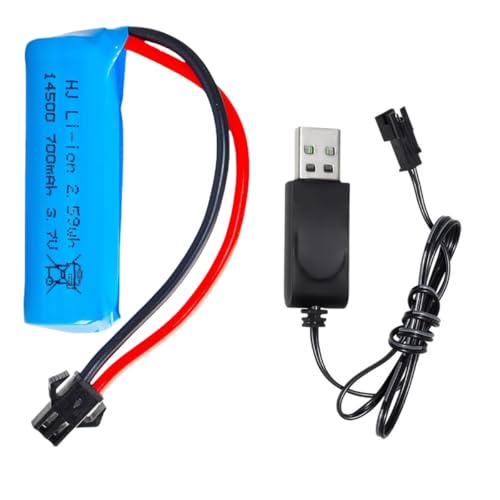 3.7V RC Car Battery 700mAh Rechargeable Li-ion Battery SM-2P Joint for Double Sided RC Stunt Car RC Car RC Boat Tumbling Amphibious RC Car RC Truck and C63 E35 DE38 DE40 DE50 DE55 and USB