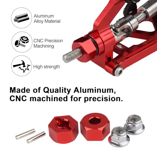 Hobbypark Aluminum 12mm Hex Wheel Hubs Adapters & M4 Flanged Lock Nuts for Traxxas 1/10 Slash 4X4 Stampede 4WD RC Car,Replace Part 1654 (Red) - color: Red