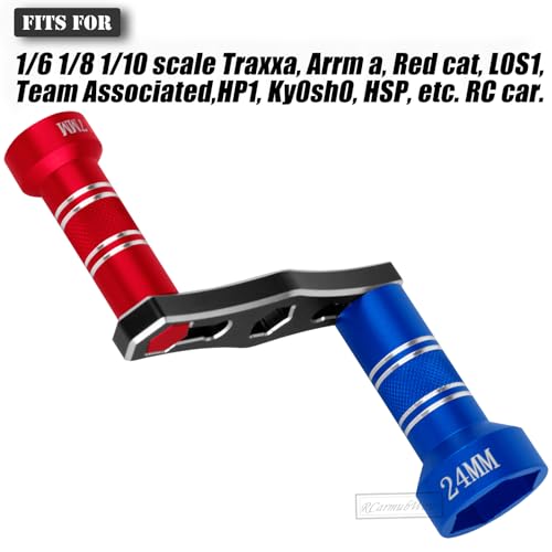 RC Interchangeable 17mm & 24mm Upgrades Part for 1/6 1/8 1/10 Scale RC Car Trucks Crawler Buggy,Spanner Repair Tool,Navy Blue w/Red - color: Navy Blue W/Red(1set)