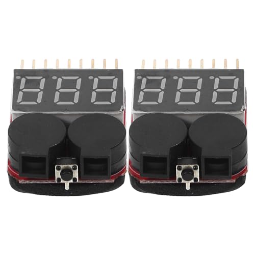 2pcs Lipo Battery Voltage Tester with Low Voltage Warning Alarm Rc Battery Monitor Checker for Drone and Rc Enthusiasts