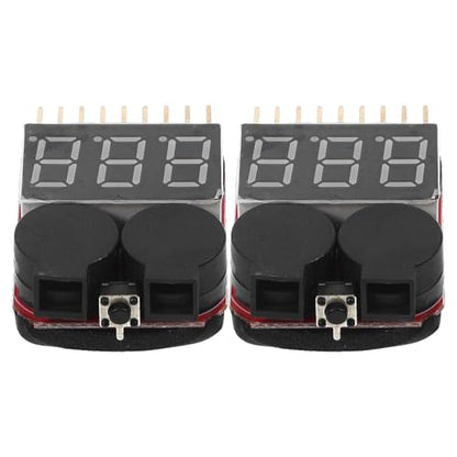 2pcs Lipo Battery Voltage Tester with Low Voltage Warning Alarm Rc Battery Monitor Checker for Drone and Rc Enthusiasts